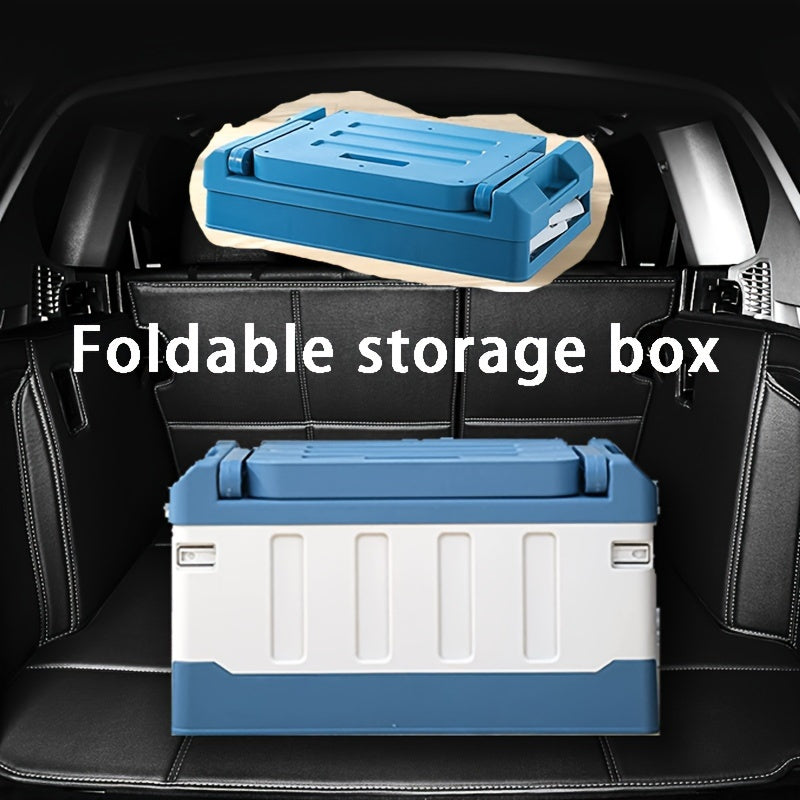 Foldable car storage box with large capacity for clothing, toys, and camping essentials, suitable for various vehicle models and outdoor use. Can also be used as a fishing box for car