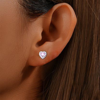 These stylish and versatile earrings are crafted from S925 sterling silver and feature sparkling zirconia in a heart-shaped design. Perfect for daily wear, gifting, or vacation, they have a silvery weight of 0.7-0.5g.