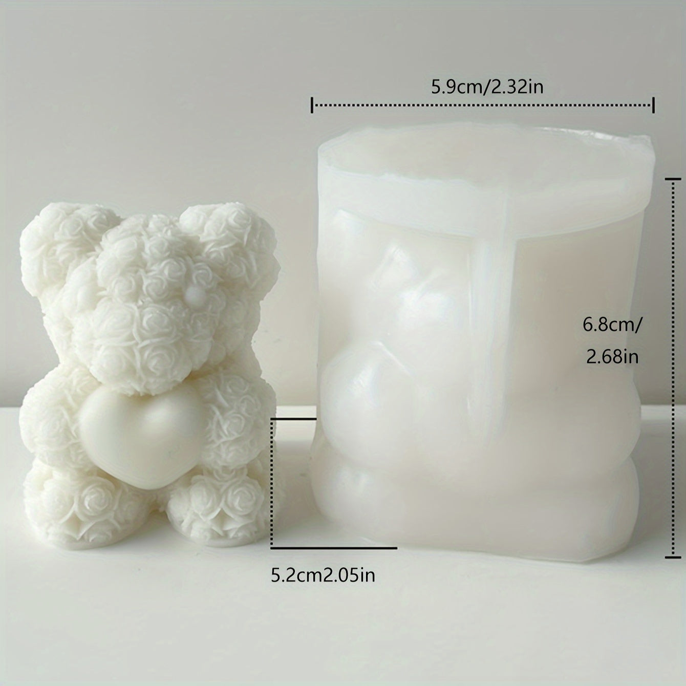 Valentine's Day silicone mold for making bear-shaped candle and aromatherapy plaster ornaments.