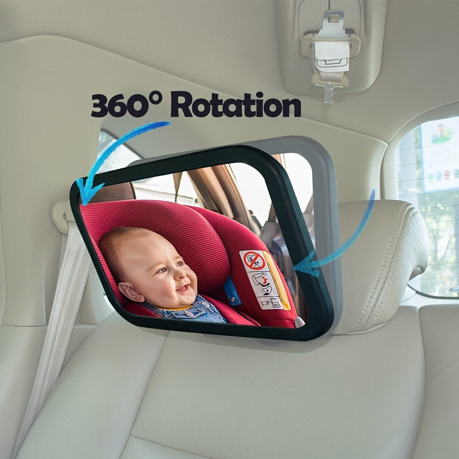 Durable Safety Car Mirror with 360-Degree Rotation, Wide Rear Facing View, and Crystal Clear Reflection