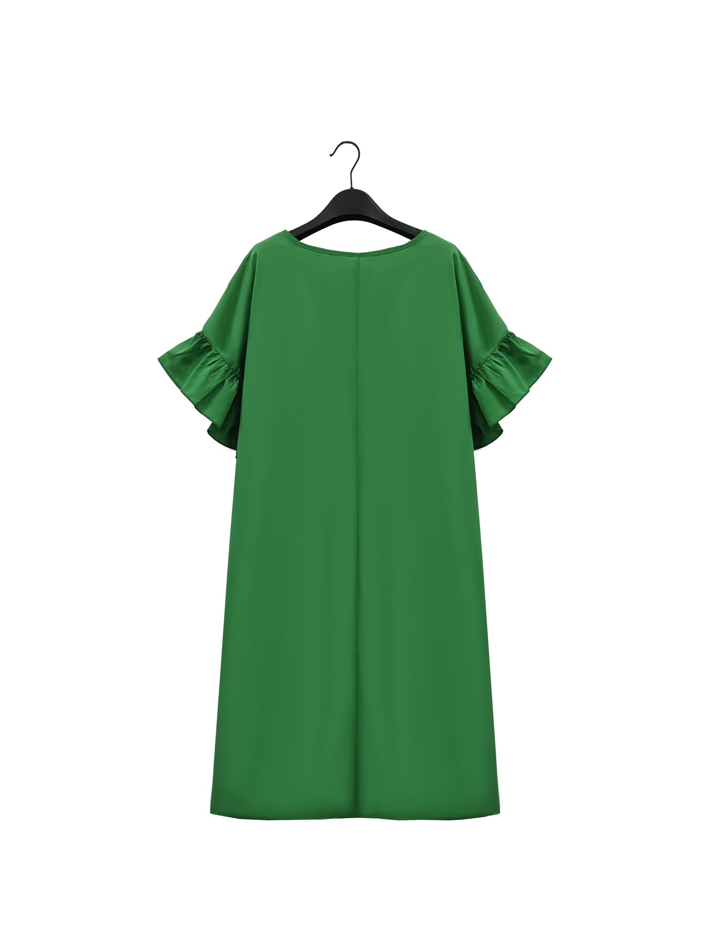 Plus Size Loose Dress with Ruffle Cuff, Elegant Short Sleeve for Spring & Summer, Women's Clothing