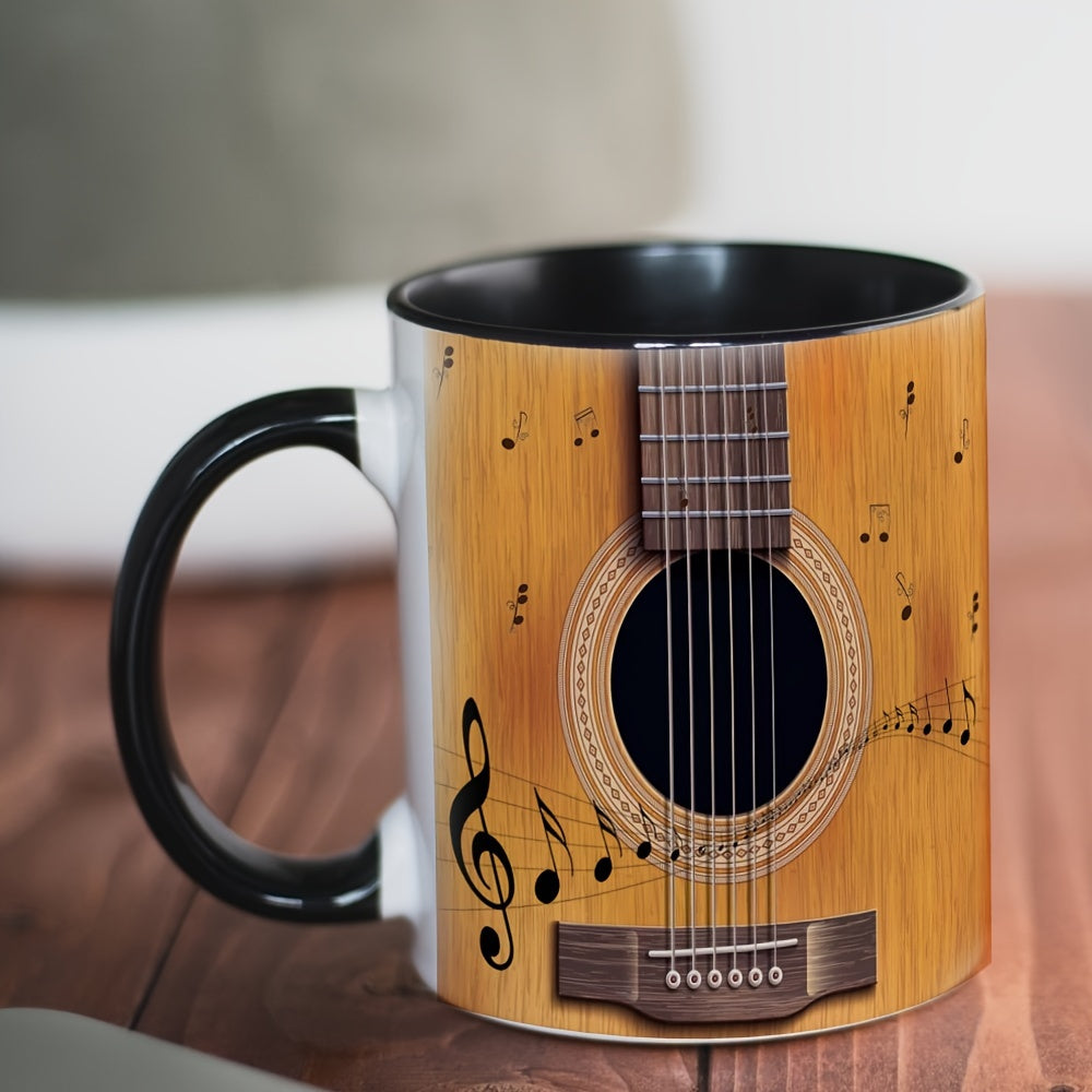 Guitar Pattern Ceramic Coffee Mug, perfect for all seasons, makes a great gift for birthdays or holidays.