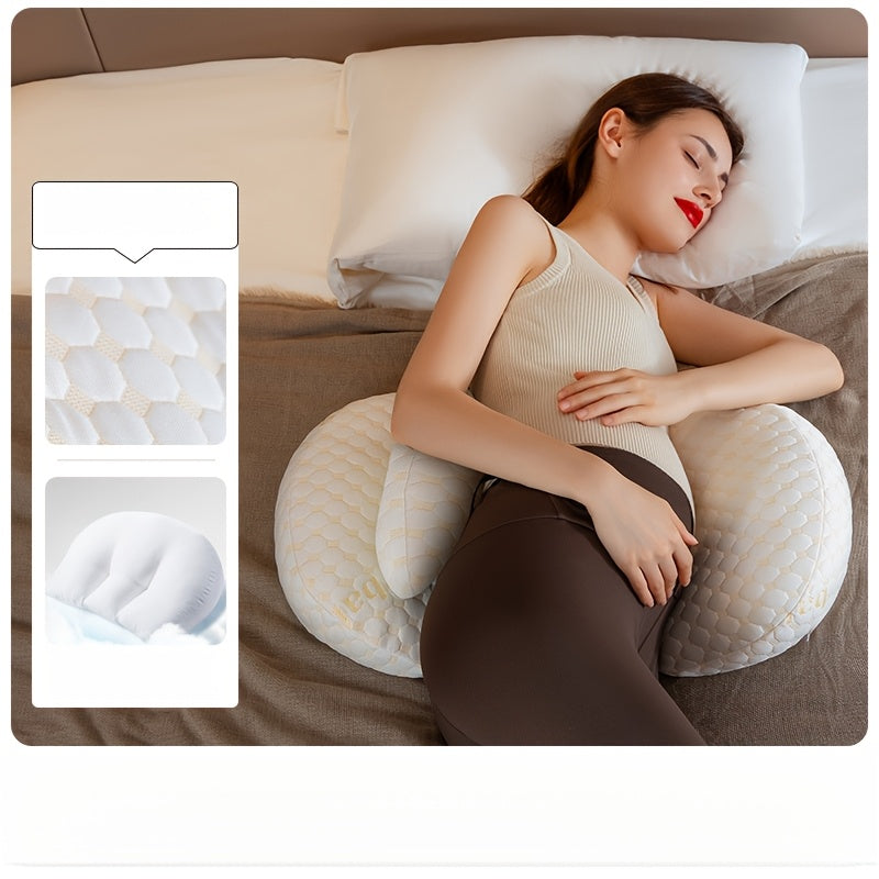 SoftTouch Adjustable Pregnancy Pillow, U-Shaped Full Body Support Cushion with Removable Cover - Perfect for Side Sleepers. Made with Polyester Fiber Material and Portable for Back Support.