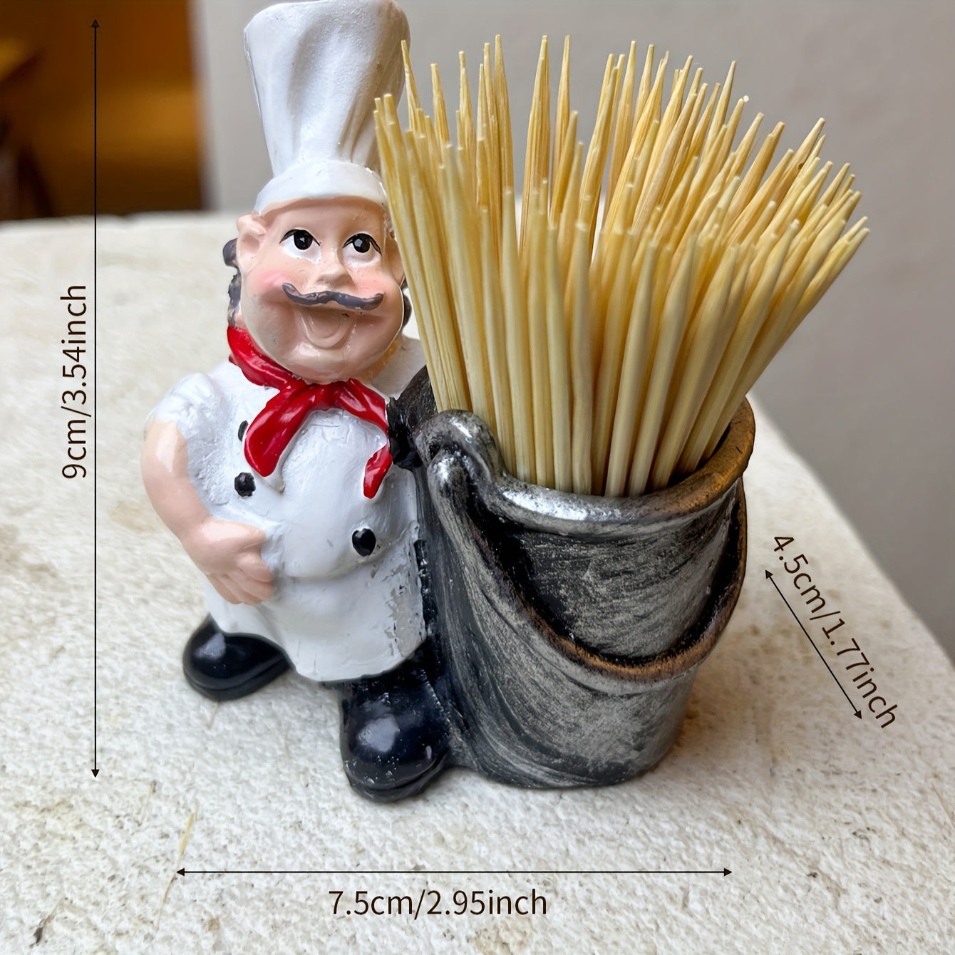 1 Pack of Chef Figurine Toothpick Holder made of ABS Resin - Perfect Tabletop Decor for Kitchen and Dining, Great Gift for Father's Day, Mother's Day, Graduation, or National Freedom Day