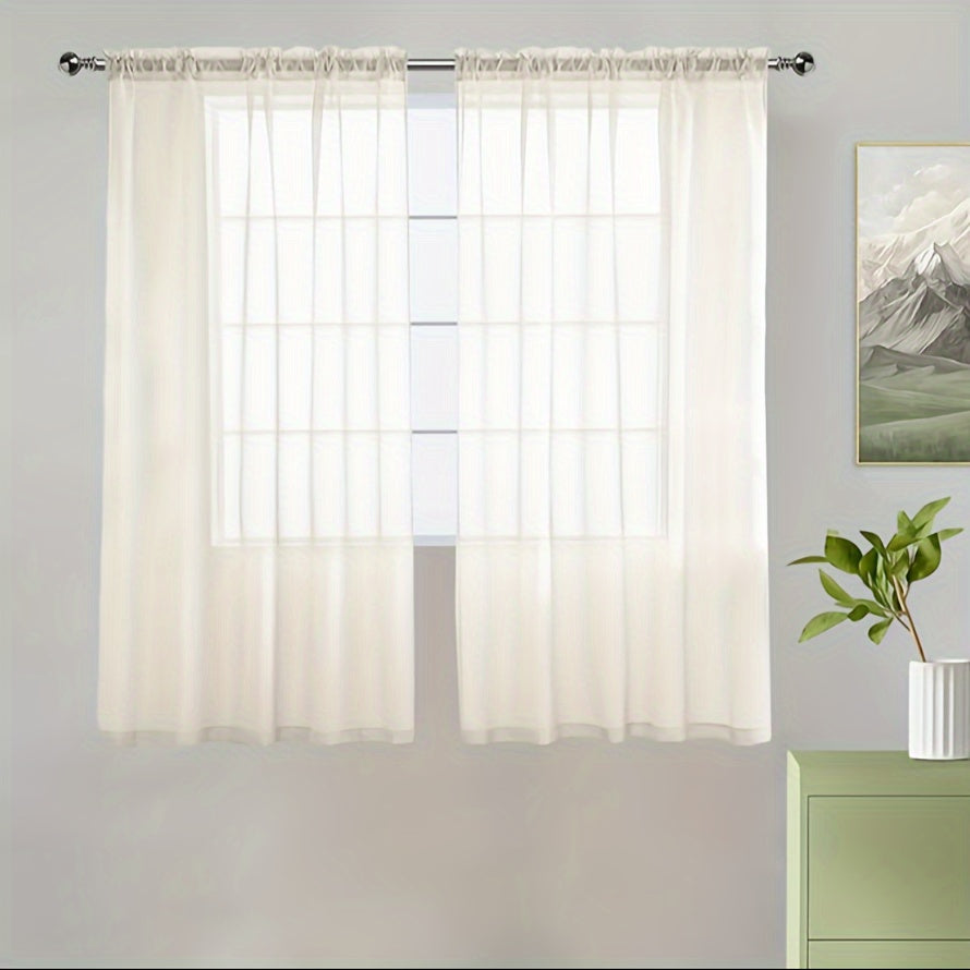 [Top Pick] Add a touch of elegance to your home with these stylish terylene gauze curtains. The two-piece set features a semi-transparent design in a plain color, perfect for creating a breathable and lightweight atmosphere in any room. Hang them with