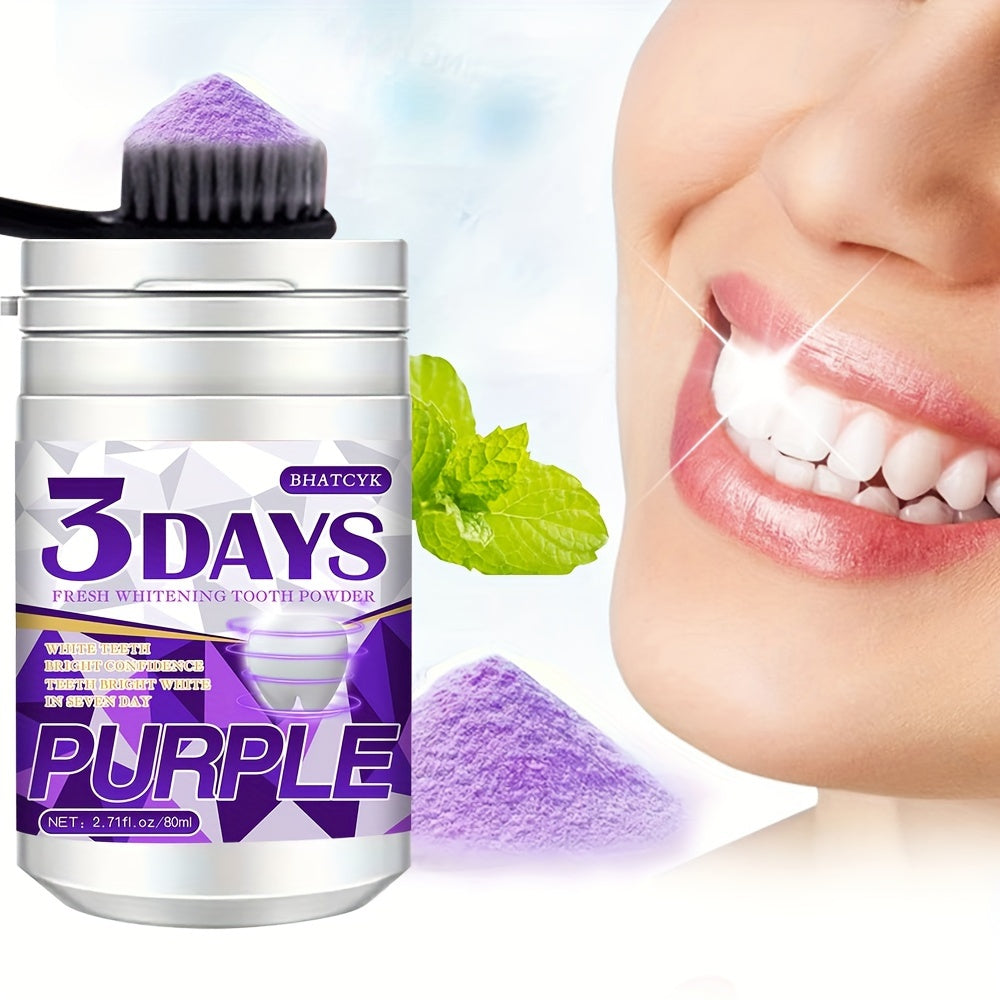 BHATCYK Teeth Whitening Powder is a purple tooth cleaning powder for daily use and travel. It is a deep cleaning toothpaste alternative that provides basic oral care benefits.