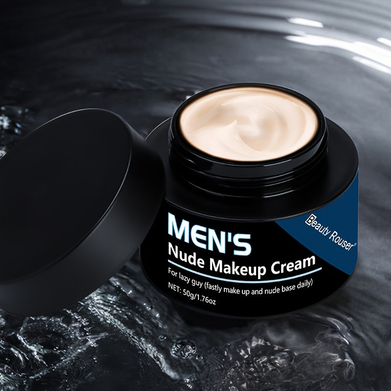 Beauty Rouser Men's Nude Makeup Cream, 50g - Full coverage concealer, oil-control, moisturizing balm with pore-minimizing and skin tone evening benefits. Hypoallergenic and suitable for all