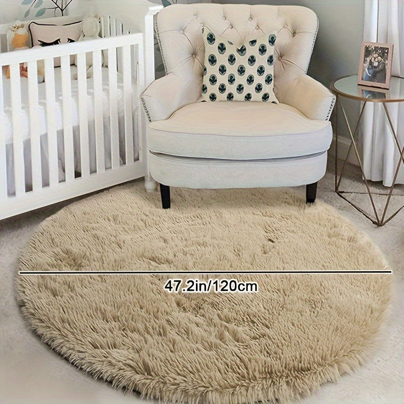 Round Large Ultra Soft Plush Rug - Non-slip and Waterproof Shaggy Throw Rug for Living Room, Bedroom, Nursery, Game Room, and Dormitory. Perfect Teenage Room Decoration - Room Decor (10.16cmX10.16cm)