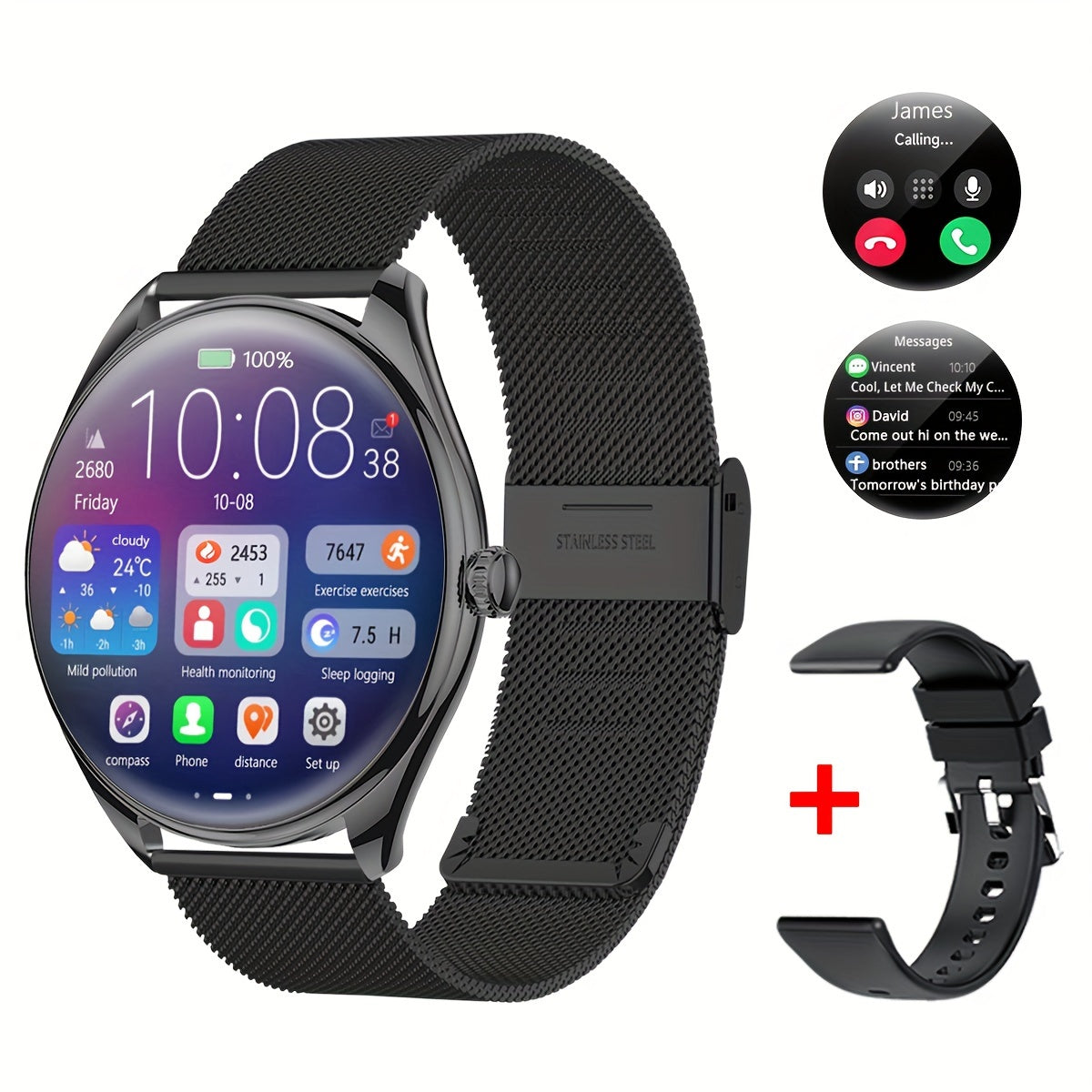 Cutting-edge Smart Watch With Robust Voice Control for Both Women and Men, Extended Battery Life, Hands-free Calling, Extensive Sports Tracking, Crisp 1.43-inch AMOLED Display, Convenient USB Charging, Bluetooth 5.0 Connectivity Ideal for Work and Play