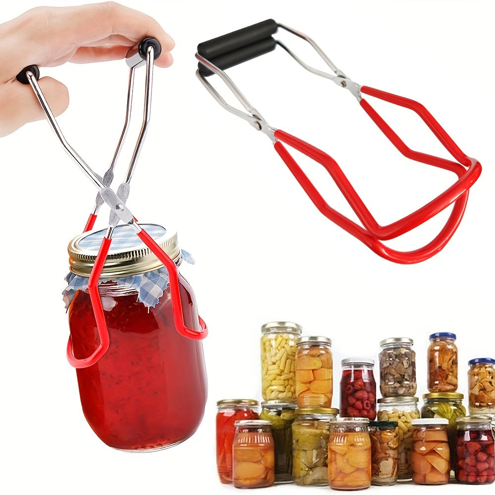 Stainless Steel Canning Jar Lifter - Safe and Efficient Tongs for Easy Handling of Hot Jars Removed from Boiling Water or Steam - Wide Mouth Clip with Grip Handle - Essential Kitchen Supply