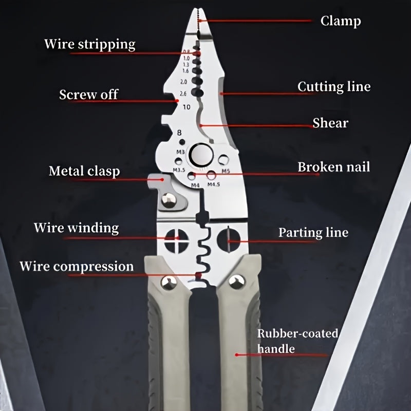 Water-resistant, rust-resistant, and multi-functional wire stripper for construction sites, no assembly needed.