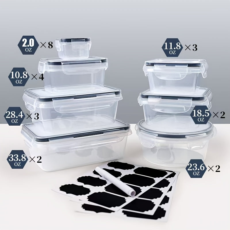 24-piece microwave safe kitchen storage container set with leakproof, shatterproof plastic containers, airtight lids, labels, marker pen, and transparent design - perfect for