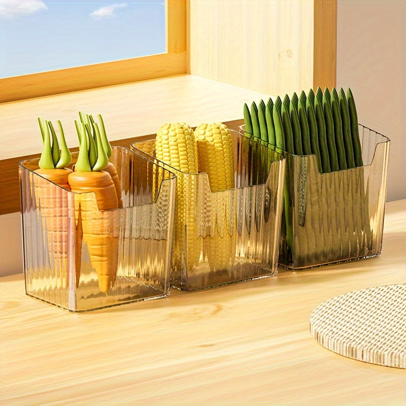 4-Piece Set of Transparent Refrigerator Storage Bins with Lids, Food-Safe Organizer for Fruits and Vegetables, Containers for Garlic and Ginger, Kitchen Fresh-Keeping Boxes