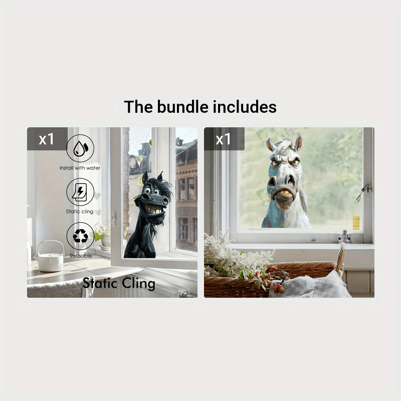 Funny animal expression window sticker for glass, car, mirror, bathroom, and home wall decoration. Made of PVC material with art deco style, self-adhesive and waterproof. Can be easily removed and is moisture-resistant.