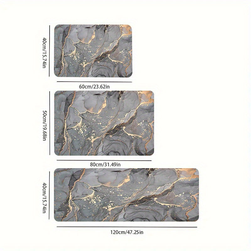 Водонепроницаемый коврик с мраморным узором, подходит для различных внутренних и наружных пространств. Изготовлен из полиэстера, который можно стирать в машине.