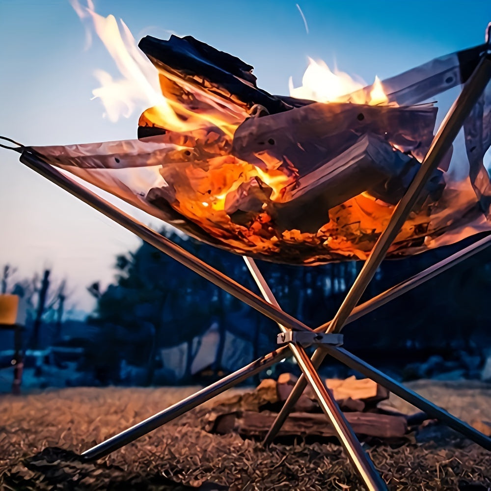 Compact and convenient, this Portable Folding Fire Pit is perfect for camping trips. Made of stainless steel mesh, this outdoor wood-burning bonfire stand comes with a carrying case for easy transportation. With easy assembly and compact storage, this