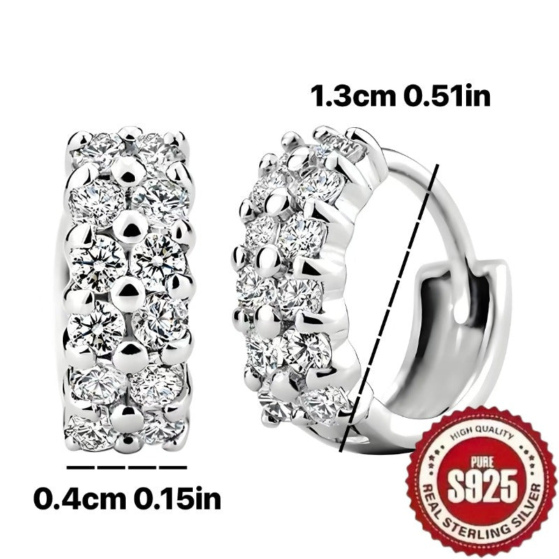 S925 Pure Silvery Fashion Retro Exquisite Trendy Earrings with Synthetic Zirconium Inlay. Ideal for casual or party wear.