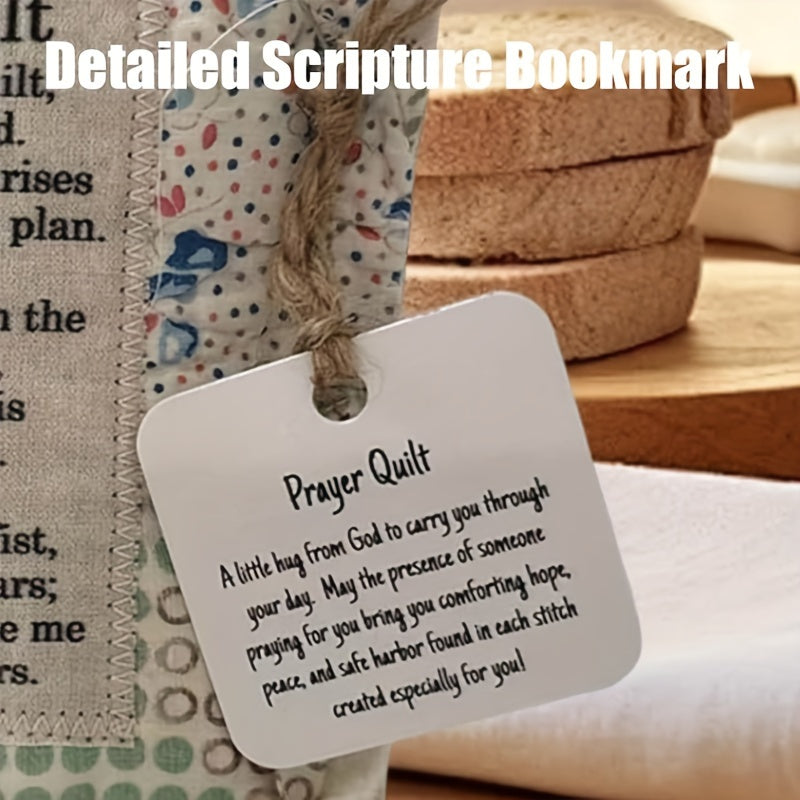 Mini Prayer Quilt with Cross, Portable Scripture Blanket - Great Gift for Loved Ones, Perfect for Christmas Decorating.