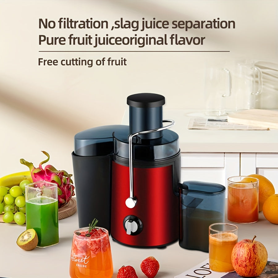 1pc Electric Juicer with 18000 RPM High-Speed Centrifugal Juice Extractor, C-Type Plug, Non-Heated Plastic Body, Food-Grade PP Cup, 0.5L-1L Capacity, Knob Control.