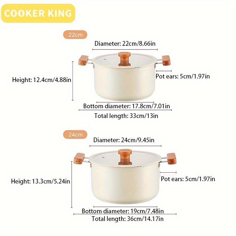 COOKER KING ning zanglamas po'latdan yasalgan qozoni 5.6L sig'imga ega bo'lib, bu katta sup qozoni qopqoq va ikki tutqich bilan. U qoplamasiz va induksiya bilan mos keladi, qaynatmalar va sup tayyorlash uchun juda mos. Qozonning diametri 22 sm.