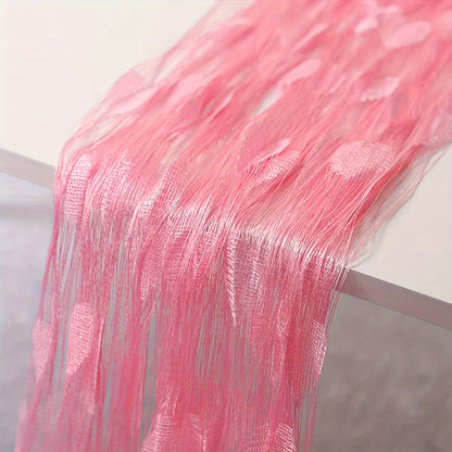 Romantic heart tassel door curtain in pink, ideal for weddings and home decor.