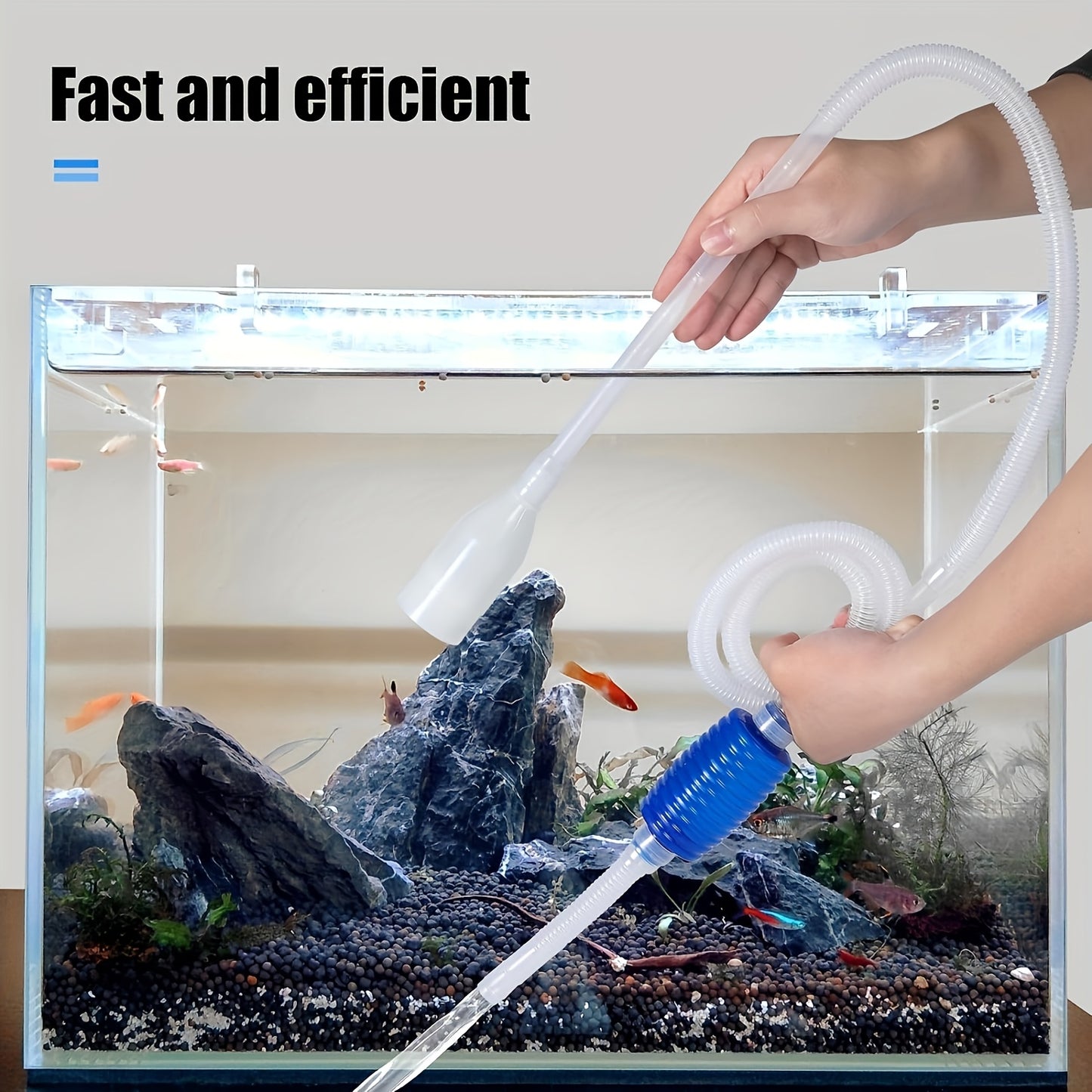 Aquarium Cleaning Kit includes Siphon, Fish Net, and Sponge Brush for maintenance.