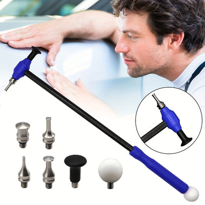 Titanium alloy tapper hammer with carbon fiber handle for car dent repair.