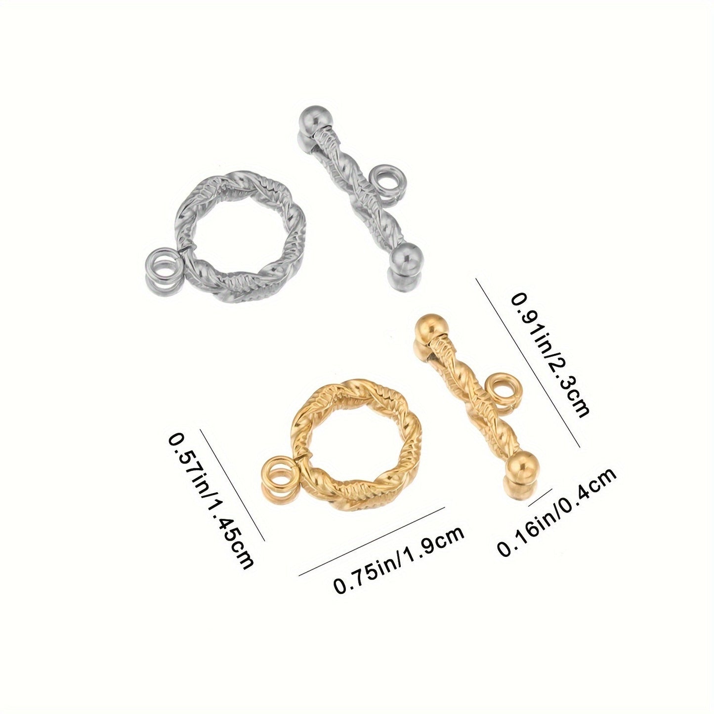 Set of 5 Stainless Steel Twist OT Buckles with 18K Gold Plated Finish, Ideal for Preserving Color in Jewelry Making of Bracelets and Necklaces