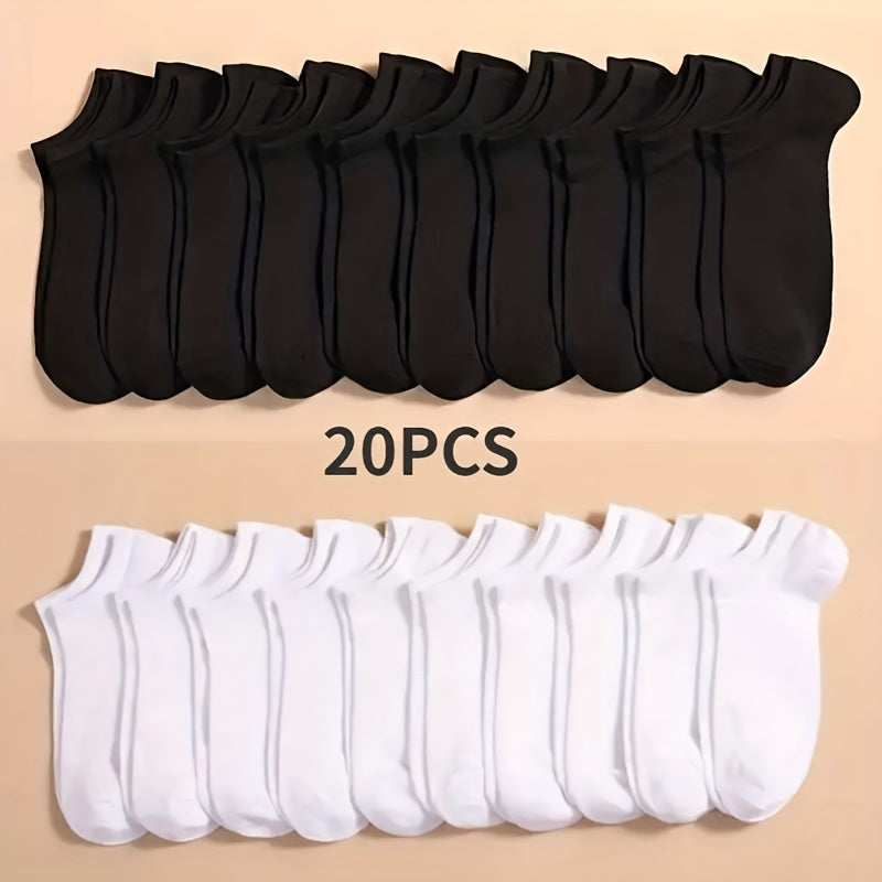 10/20/40 Pairs of comfortable and breathable crew ankle socks for women.