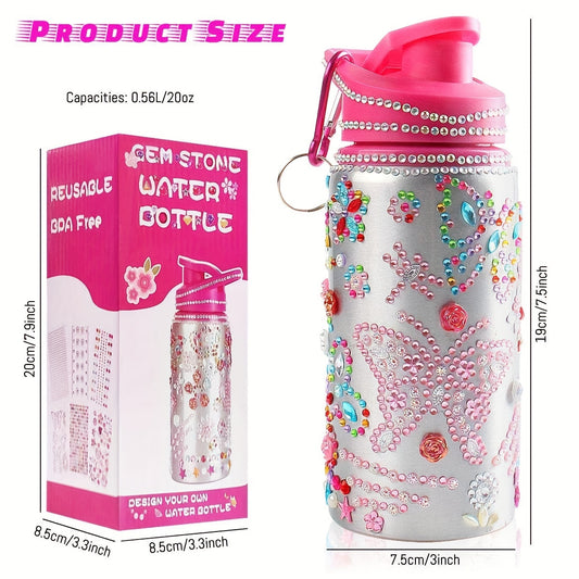 DIY Rhinestone Glitter Water Bottle: Personalize, Reusable, BPA-Free, 20 Oz, Fun Craft Activity.