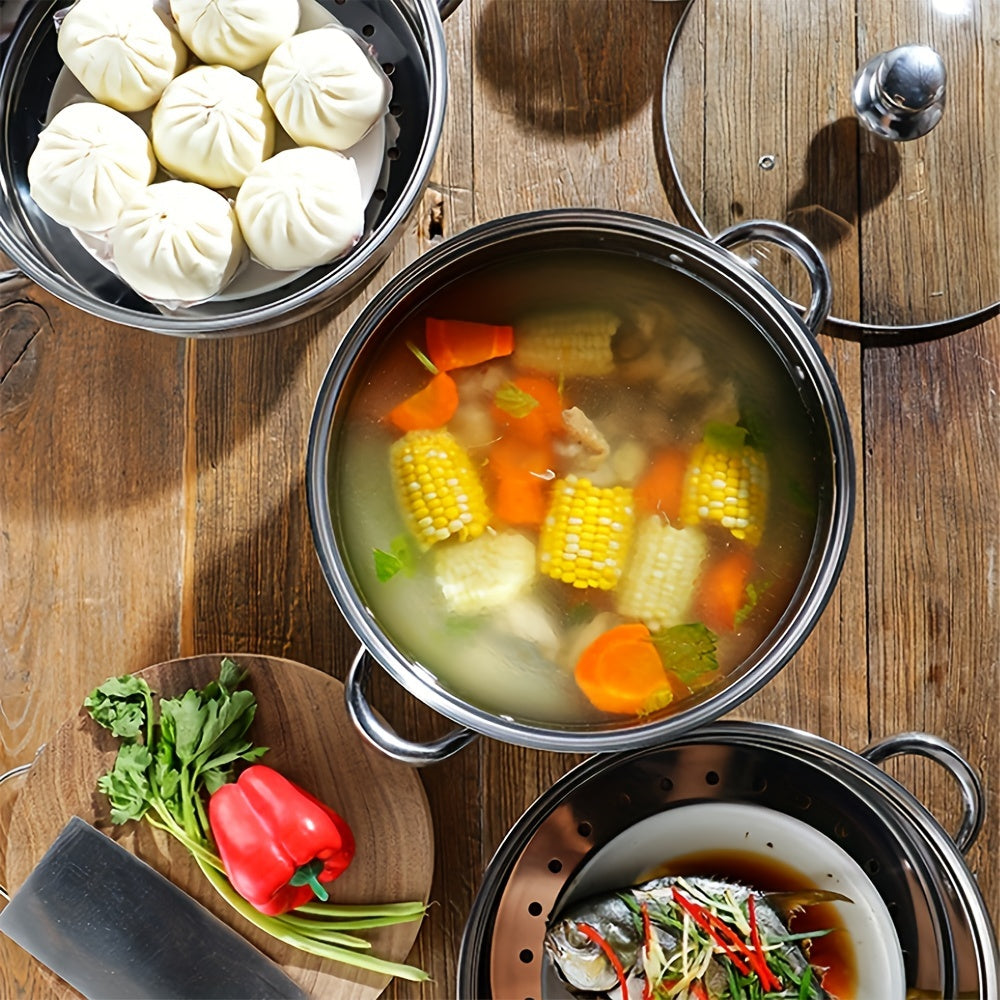 Steaming Soup with Multiple Layers in Silver