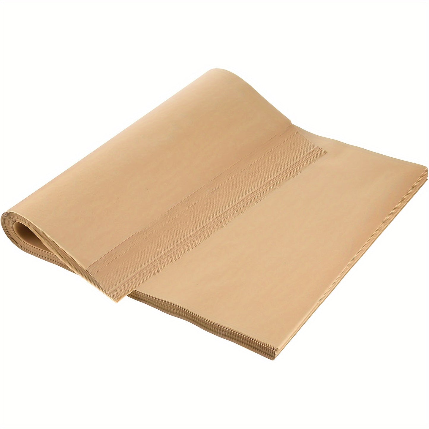 200 sheets of multifold parchment paper for baking, pre-cut to 40.64x60.96 cm, non-stick and oven-safe. Ideal for cooking, baking, air frying, steaming bread, cupcakes, and cookies.