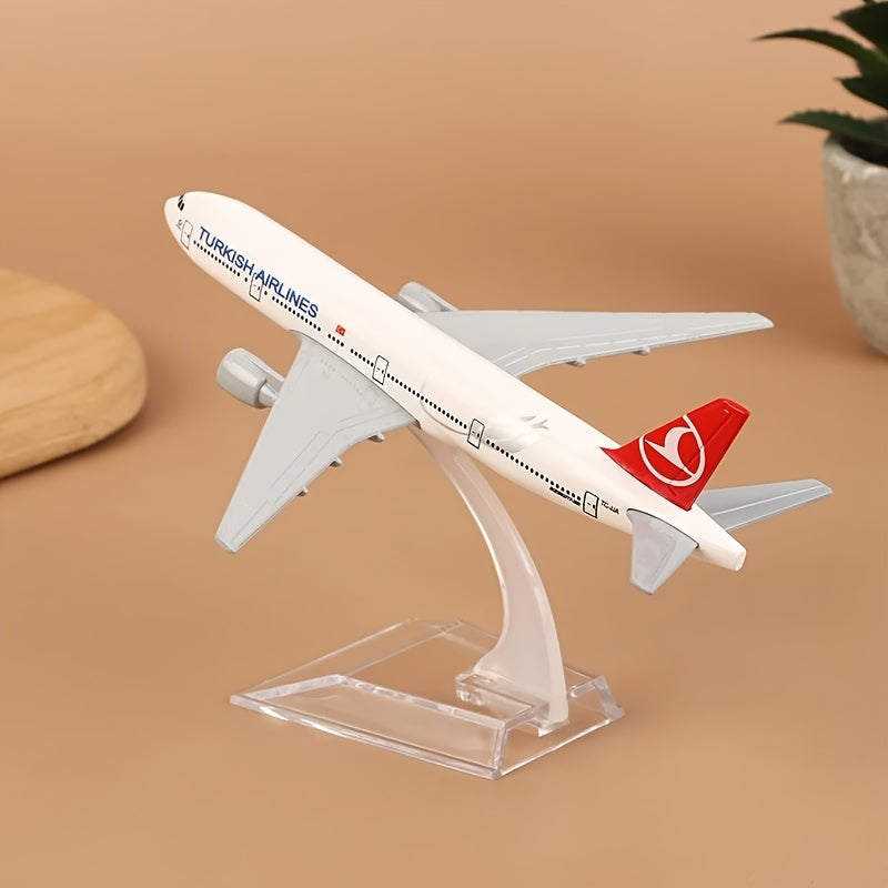 Модель самолета Boeing 777 из металла - масштаб 1:400, белый алюминий, авиационный коллекционный предмет