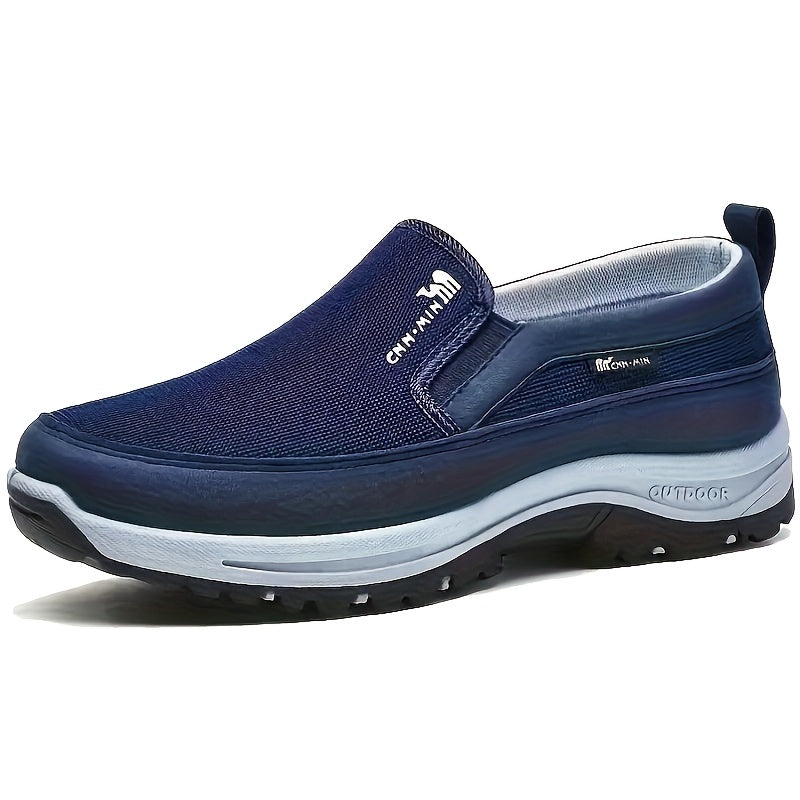 Breathable knit slip-on loafers for men with thick, non-slip soles - ideal for outdoor activities.