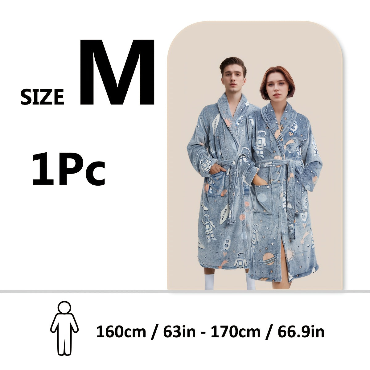 Soft cartoon print bathrobe - cozy, machine washable for shower & sleep.