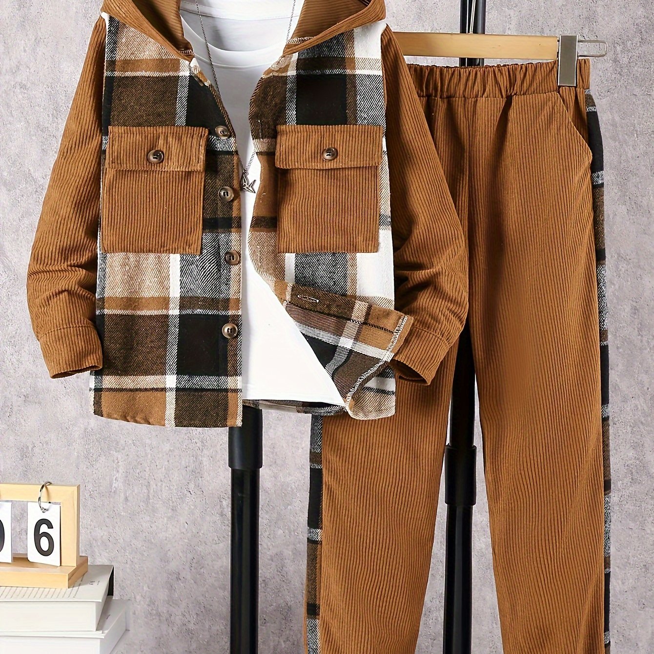 Boys' Plaid Hooded Suit