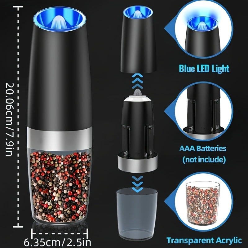 The Electric Salt and Pepper Grinder Set is a versatile kitchen tool that can grind either salt or pepper with adjustable coarseness. It is battery operated and features an LED light for easy use in low light settings. With its one-hand automatic