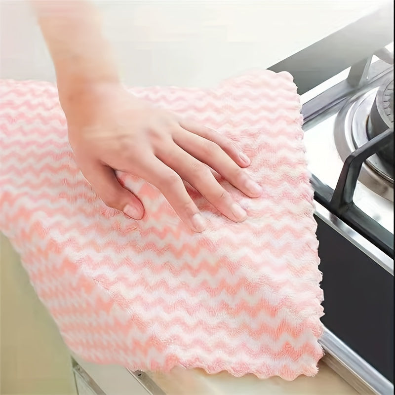 Pack of 10 Super Absorbent & Grease-Resistant Kitchen Towels - Long-lasting, Versatile Cleaning Cloths for Dishes, Counters & Beyond - Convenient to Wash