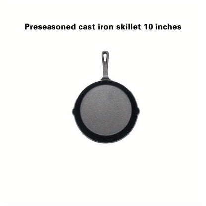 This 4-Piece Set of Cast Iron Skillets is Pre-Seasoned and Must be Hand Washed. Suitable for Indoor and Outdoor Use, Compatible with Grill and Stovetop. Set includes Chef Sizes 25.4cm, 20.32cm, 15.24cm, and 10.16cm with Cast Iron Handles.