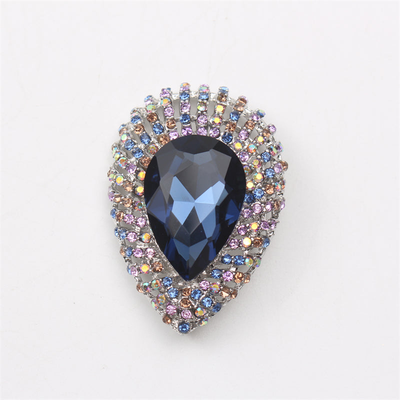 Elegant Teardrop Rhinestone Brooch Pin for Women - Luxury Enamel Design Fashion Accessory with Simulated Stones