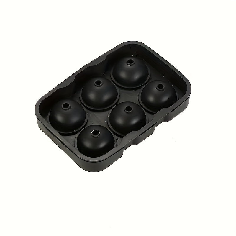 Premium Silicone Ice Cube Tray with 6 Large Round Cavities - Ideal for Whiskey and Cocktail Ice Balls, Great for Parties and Home Use