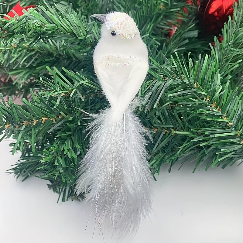 6 artificial Christmas pigeon bird decorations for DIY wreath arrangements, party and wedding decor.