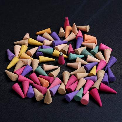 60 sandalwood and rose scented cones, 3.17oz - ideal for home fragrance, yoga, meditation, and study spaces. Great for Christmas and Thanksgiving. (Incense burner not included).