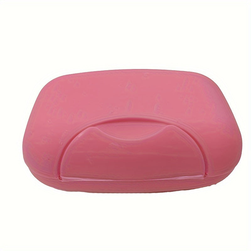 Plastic soap box with lid for travel, camping, or gym use. Waterproof and portable. Perfect for storing soap on the go.