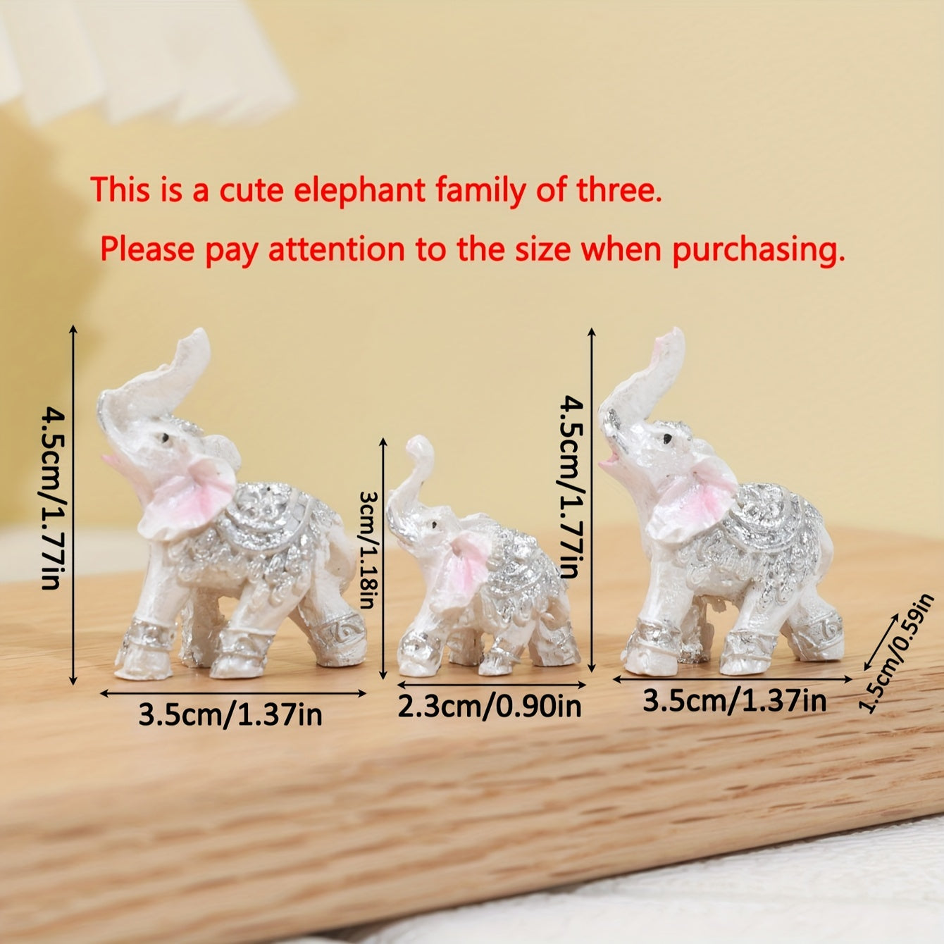 Resin Elephant Family Figurines, Indoor and Outdoor Decor, Perfect Holiday Gift, No Electricity Needed.