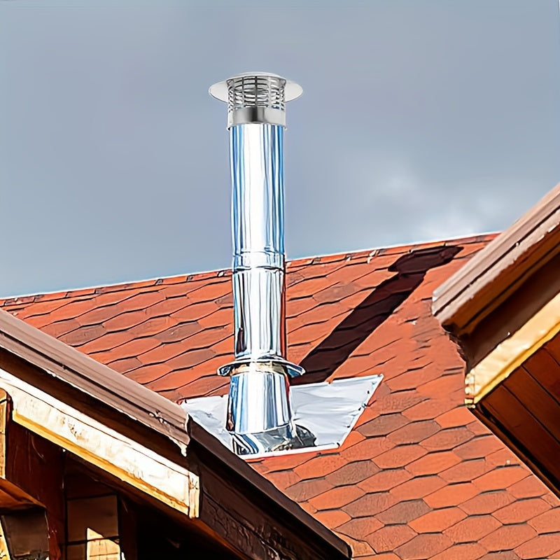 Stainless Steel Chimney Cap with Rain Protection Mesh and Chimney Bird Guard - Includes 1 Set of Hose Clamp and Chimney Cowl for Small Roof Vent Protection, Flue Pipe Cover, and Round Cap with 11.43 cm Inner Diameter.