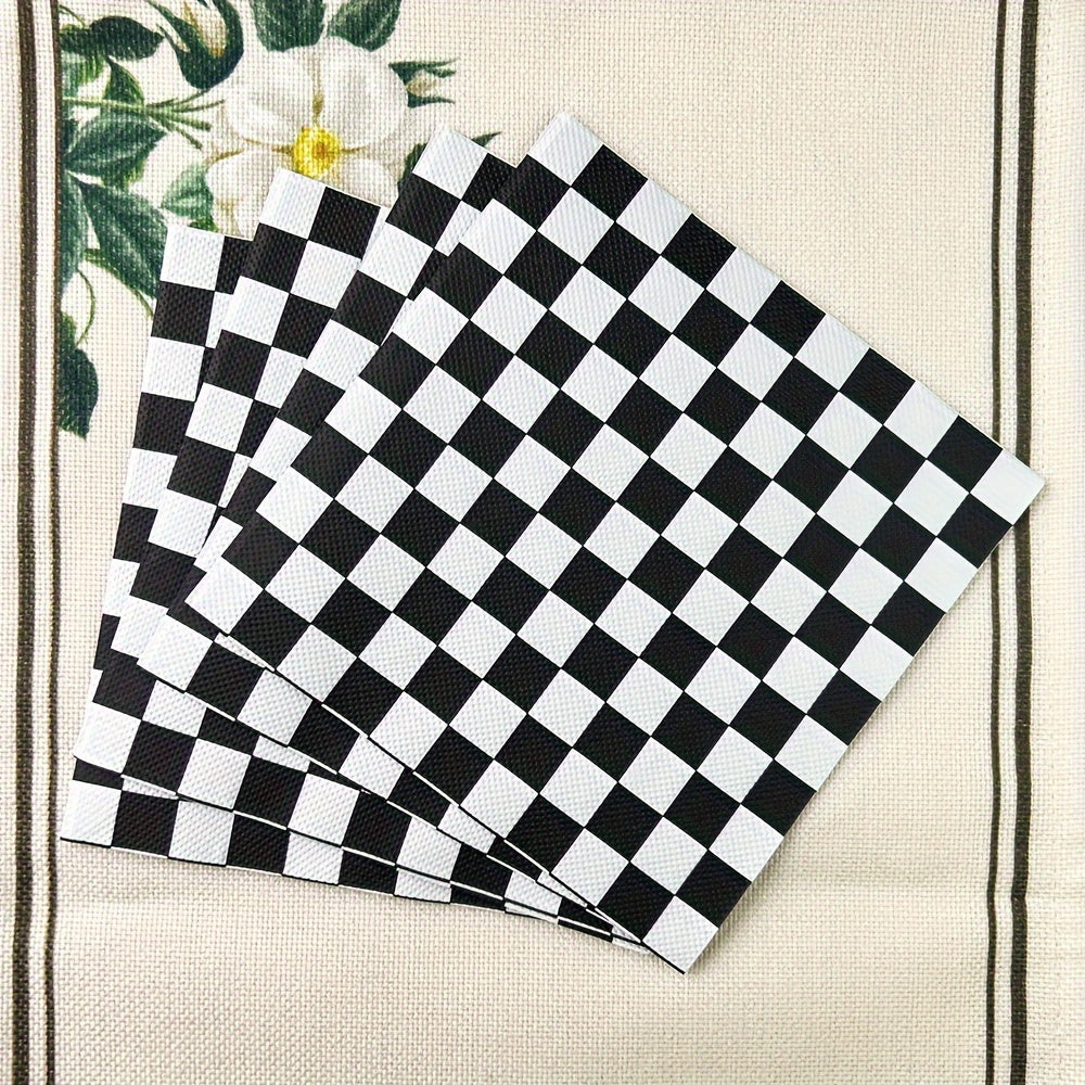 20 Black & White Checkered Disposable Napkins - Size 33.02x33.02 cm, Ideal for Weddings, Parties, and Holiday Celebrations