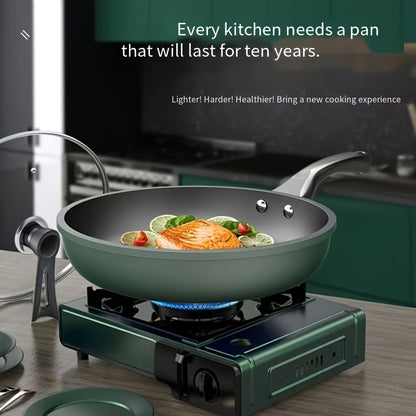 Multi-functional non-stick frying pan for oil & smoke-free cooking on induction & gas stoves.