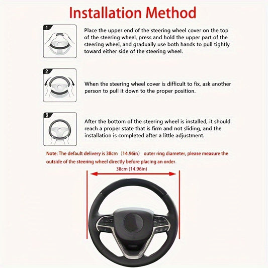 1 pc Elastic PU Leather Steering Wheel Cover with Carbon Fiber Pattern, Inner Circle-Free, Multiple Colors