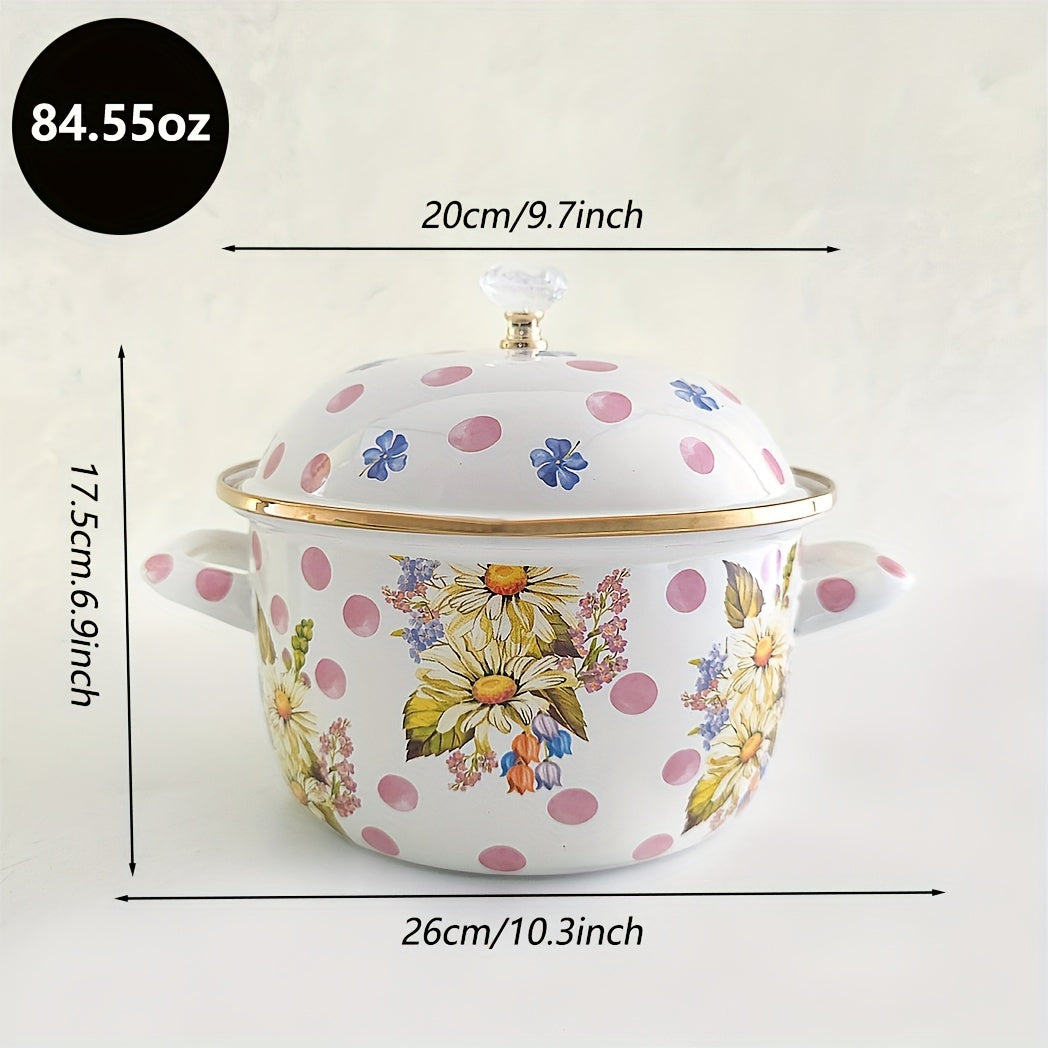 One-piece Enamel Thickened Double Ear Soup Pot, High-temperature Resistant Stew Pot suitable for Electric Stove, Gas Universal, and Kitchenware, Essential for Home Kitchens.